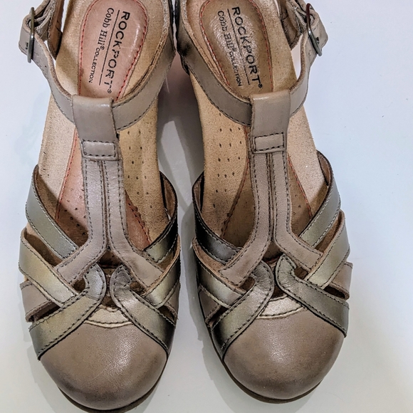Rockport Cobb Hill Aubrey Khaki Multi Color. Leather Wedge heel. Women's Size 5. - Picture 9 of 14